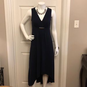 Chico’s pullover hi low sleeveless navy blue dress Summer Boho Hippie Easter